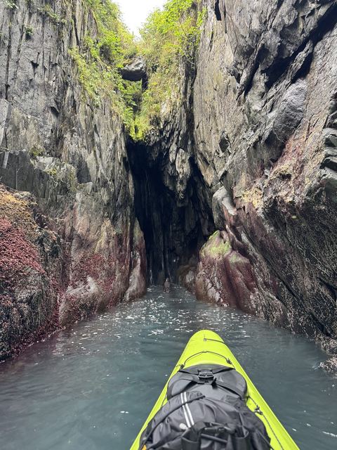 Kayaking into a sea cave